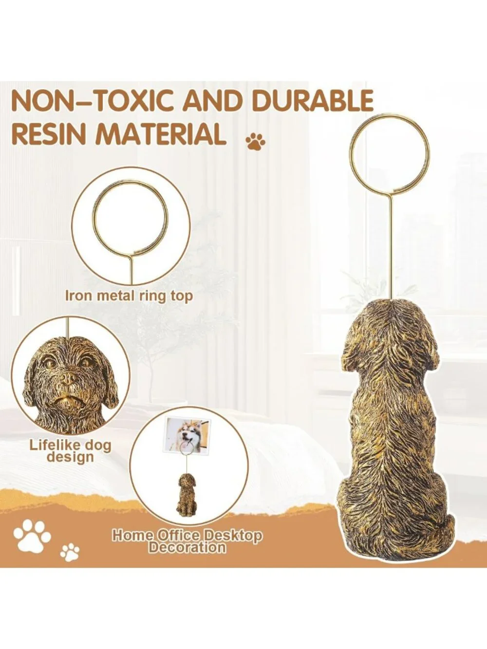 Set of 3 Resin Animal Photo Clip Holders - Pet Shape Picture Frames for Desk
